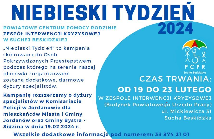 Niebieski Tydzień w Powiatowym Centrum Pomocy Rodzinie w SUchej Bekidzkiej.