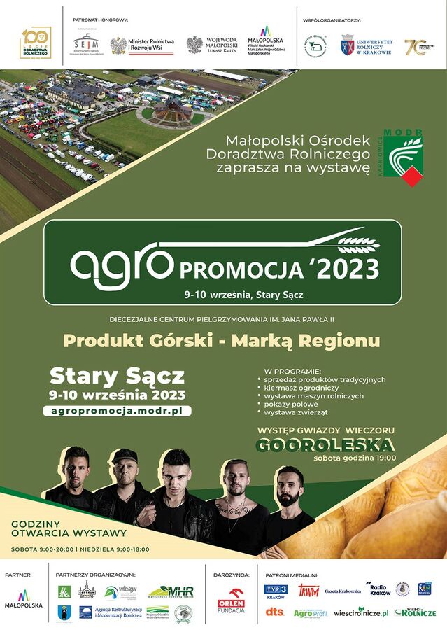 Plakat przedstawia program imprezy, logo , zdjęcie zespołu Gooroleska